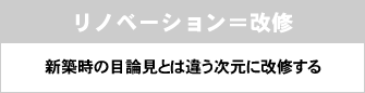 リノベーション＝改修新築時の目論見とは違う次元に改修する